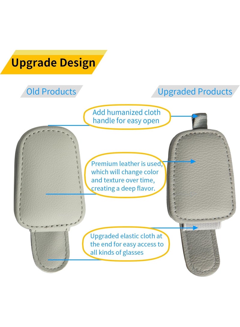 4 حزم حاملي النظارات الشمسية للسيارة شاشة - حامل النظارات الشمسية الجلدية المغناطيسية و كليب بطاقة التذاكر - ملحقات شاشة السيارة (4 قطع فضية رمادية) - Image 5